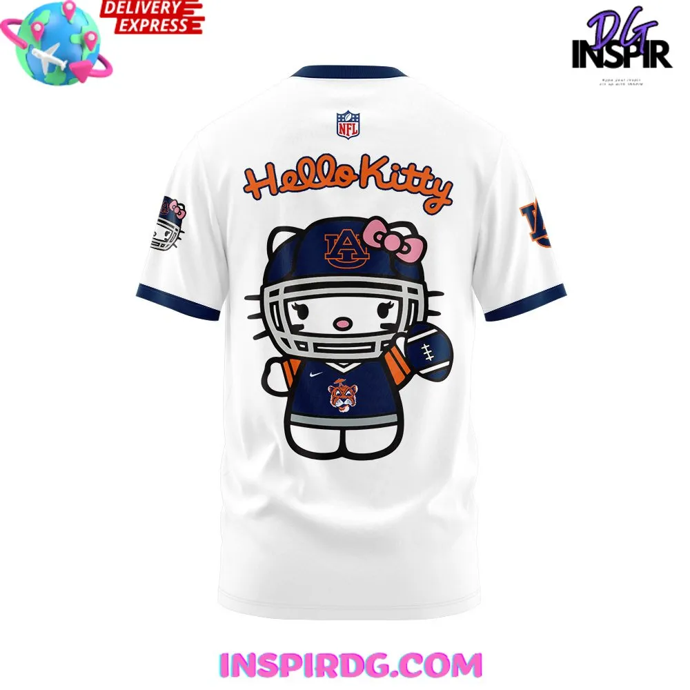 -Auburn Tiger Football x Hello Kitty White T-Shirt