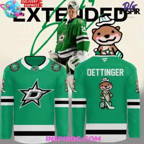 -Dallas Stars Oettinger White Away Special Green Hockey Jersey