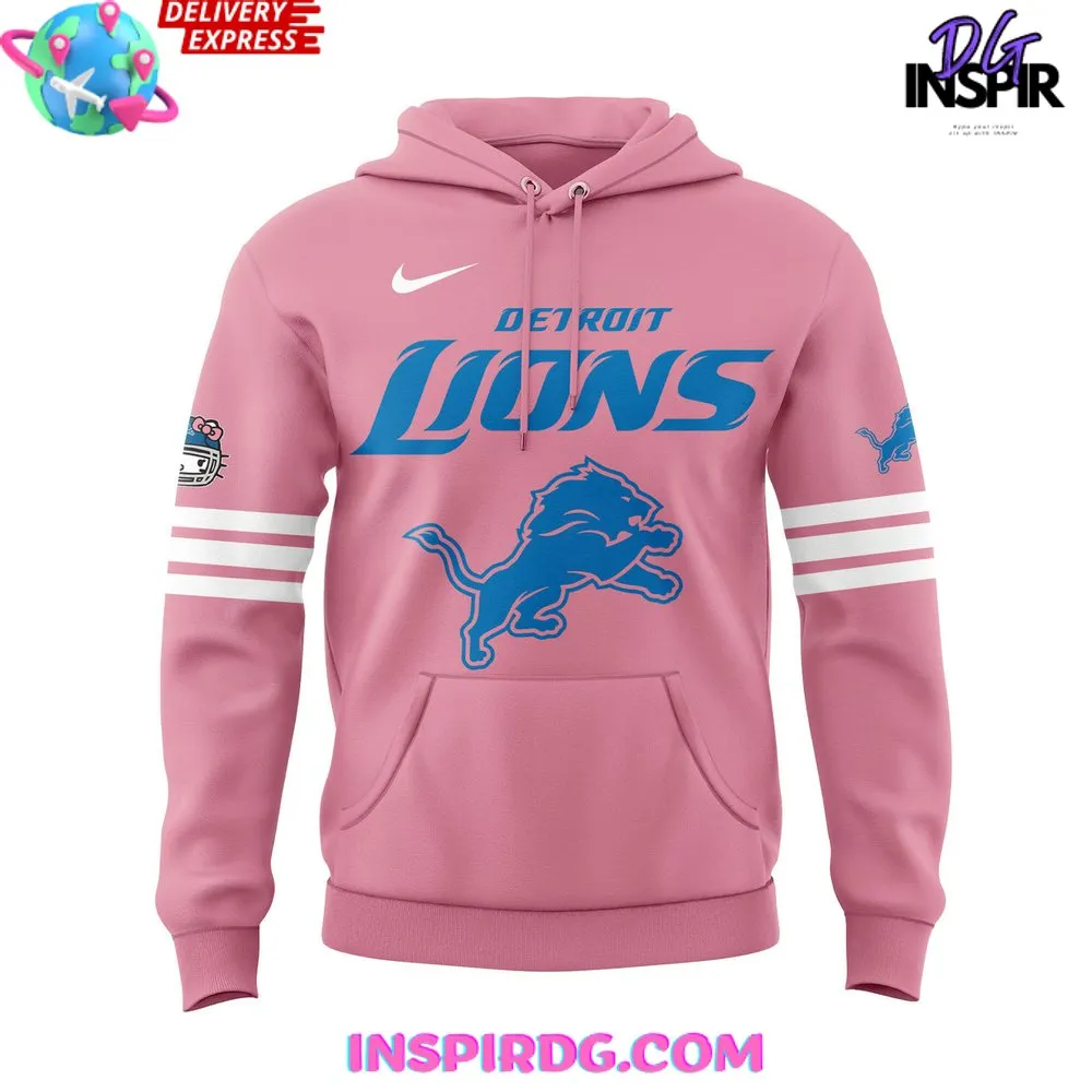 -Detroit Lions x Hello Kitty 2024 Pink Hoodie