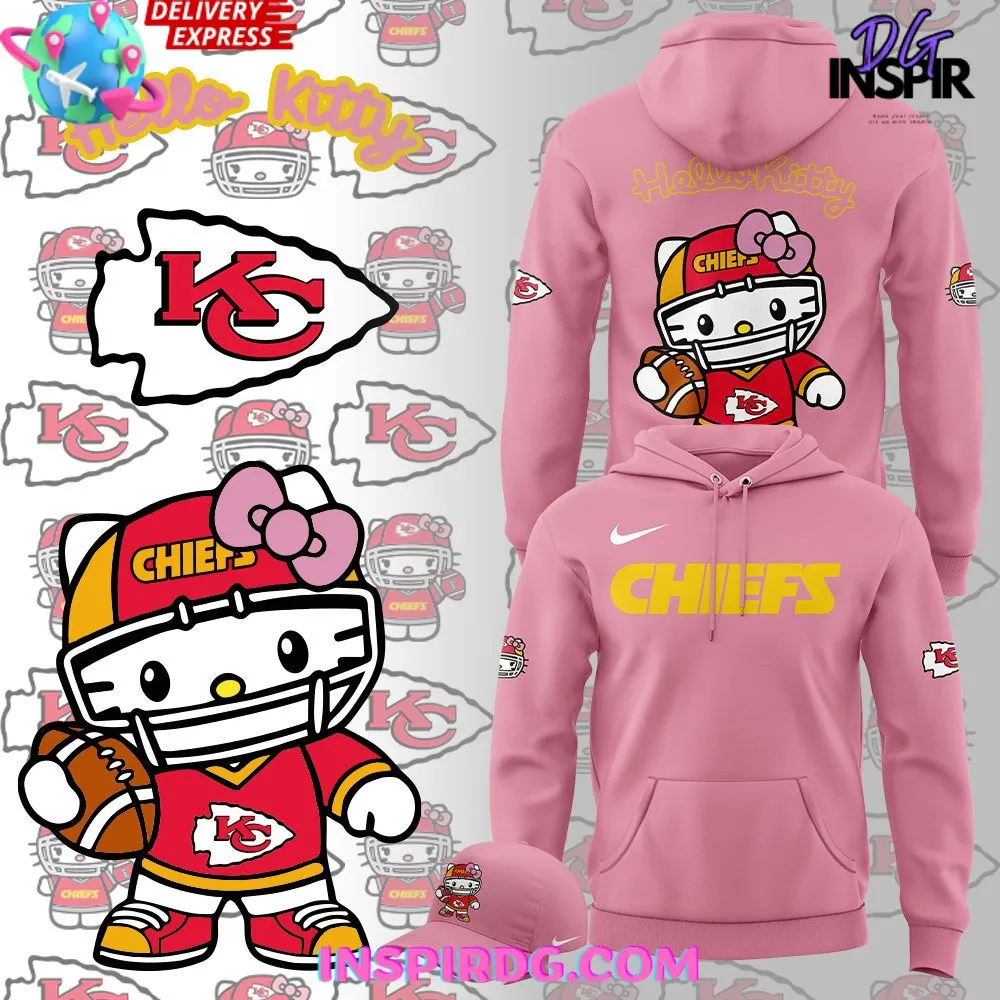 -Kansas City Chiefs x Hello Kitty 2024 Pink Hoodie