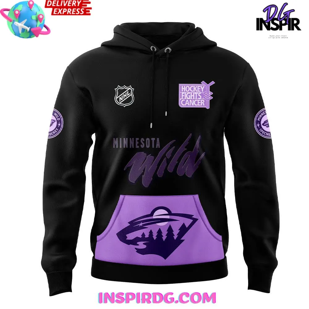 -Minnesota Wild x Hockey Fights Cancer 2024 Hoodie