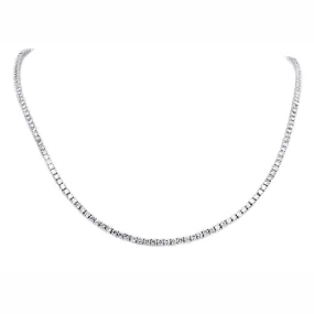 14K White Gold 12.57 Carat Total Weight Round Brilliant Diamond Tennis Necklace