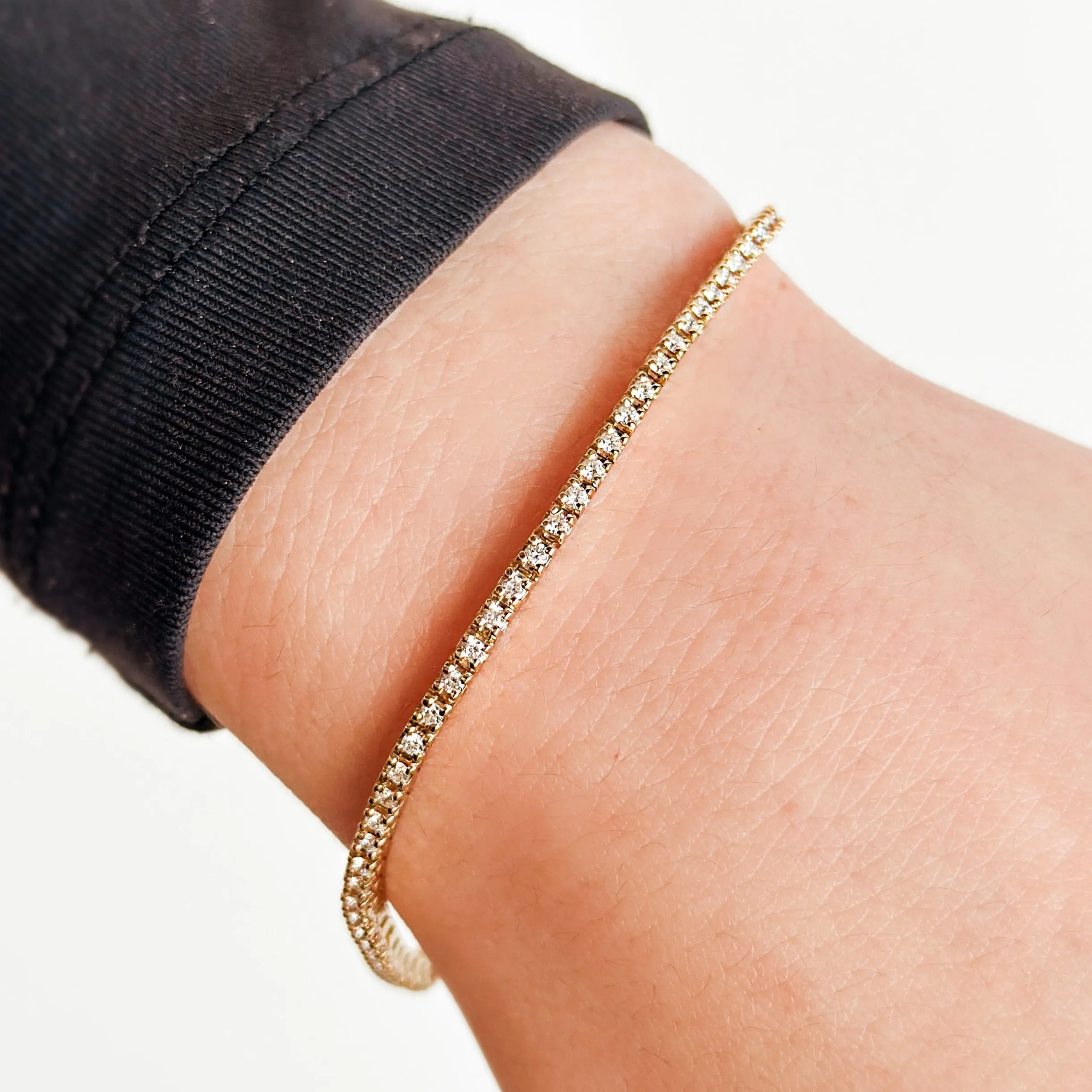 14K Yellow Gold Diamond Tennis Bracelet