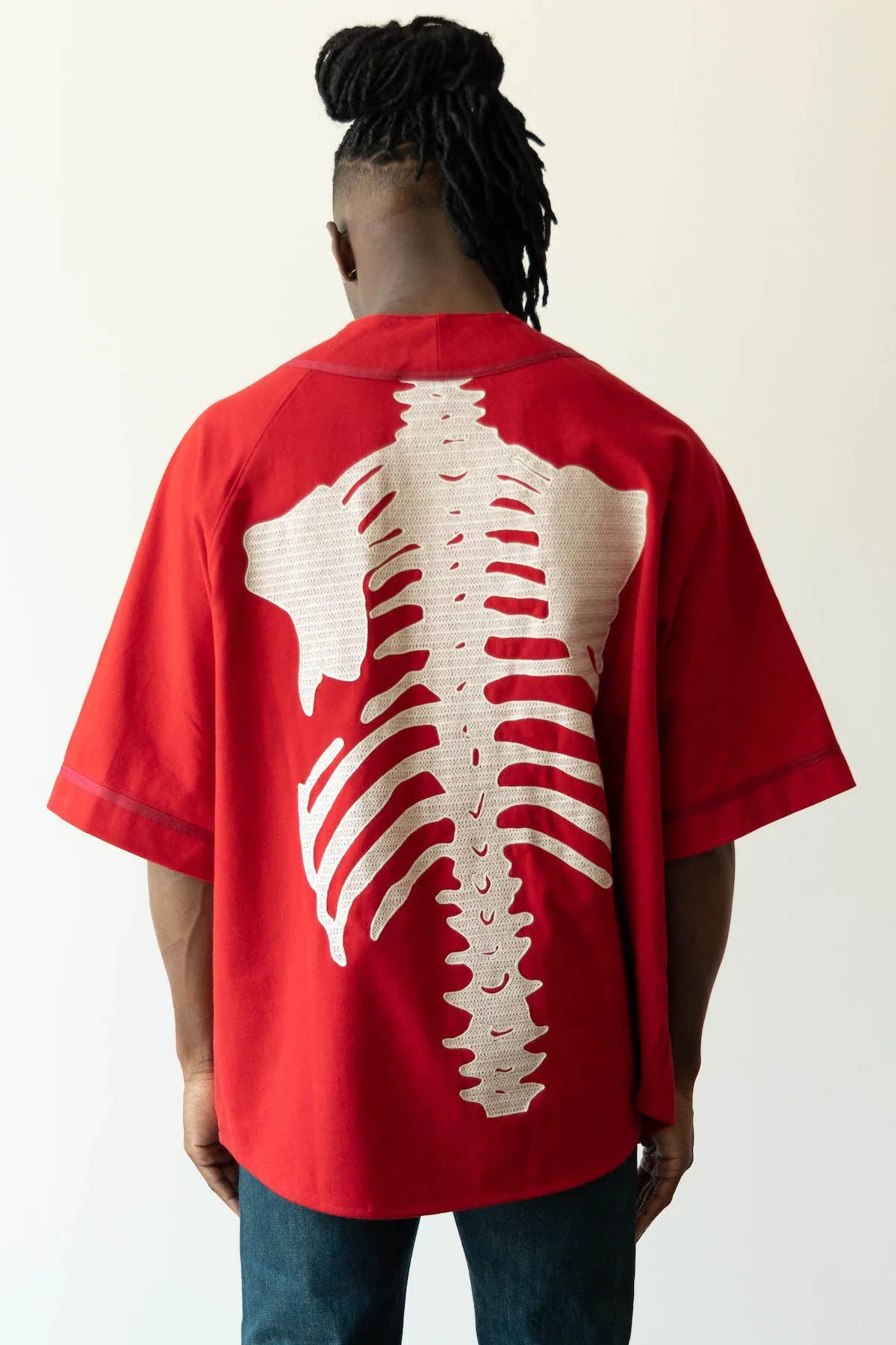 16/-Densed Jersey Baseball Shirt (BONE) - Red