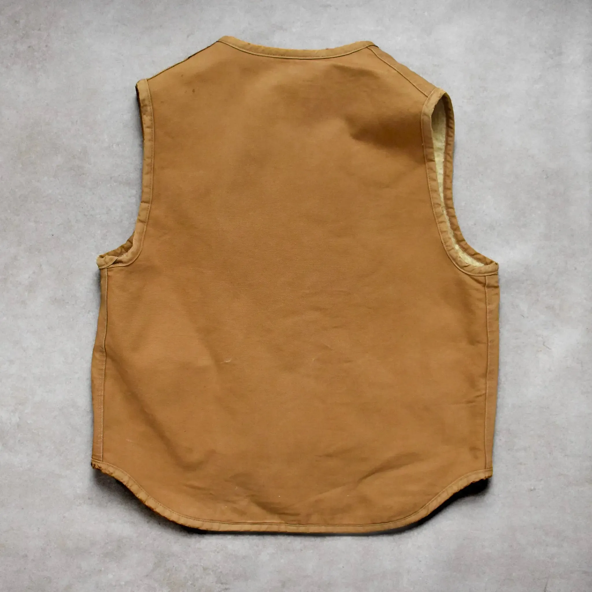 1970s Carhartt Tan Sherpa Lined Vest - L