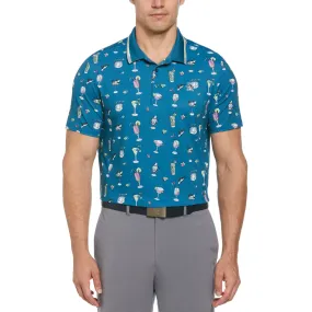 19th Hole Printed Golf Polo Shirt In Corsair