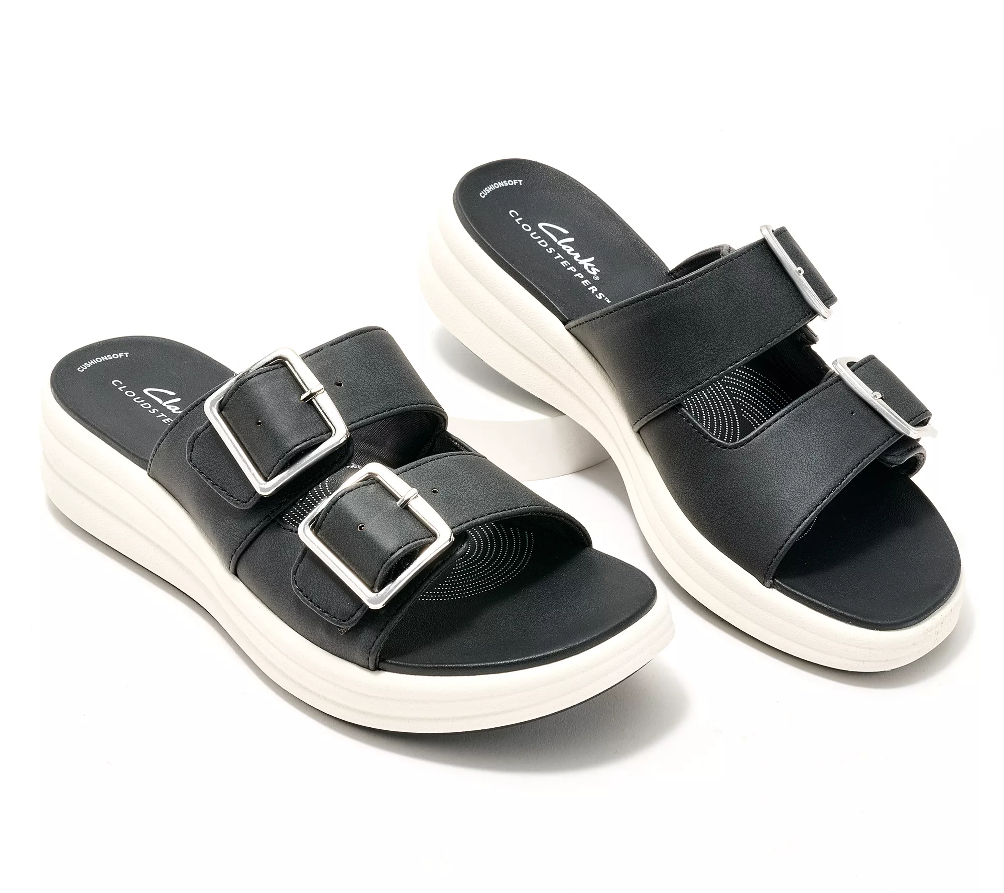 "As Is" Clarks Cloudsteppers Adjustable Slide Sandals - Drift Buckle