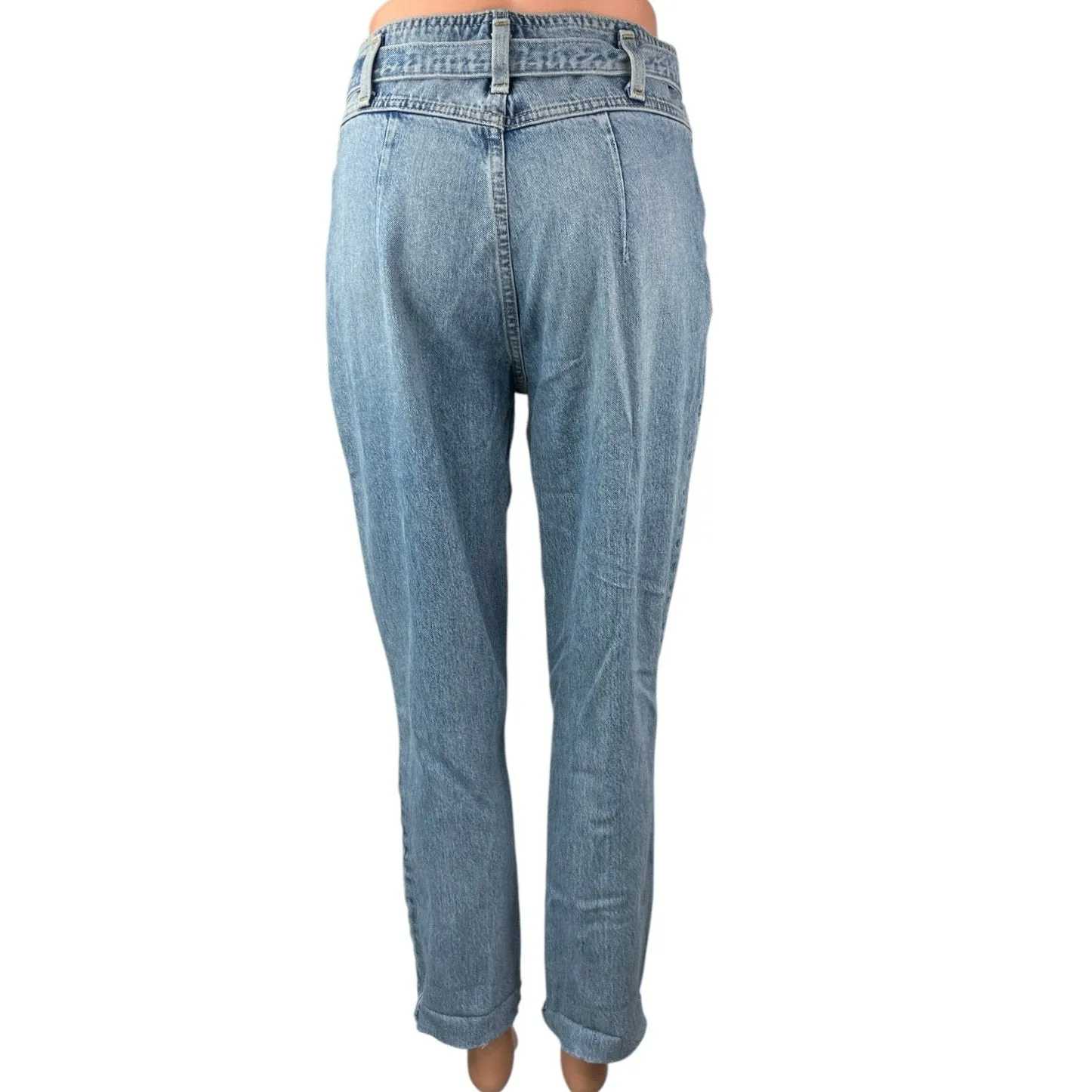 Abercrombie & Fitch Women's Blue Tie Waist High Rise Mom Denim Jeans Size 26