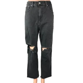 Abercrombie and Fitch Womens Black Distressed Ankle Straight Denim Jeans Size 10