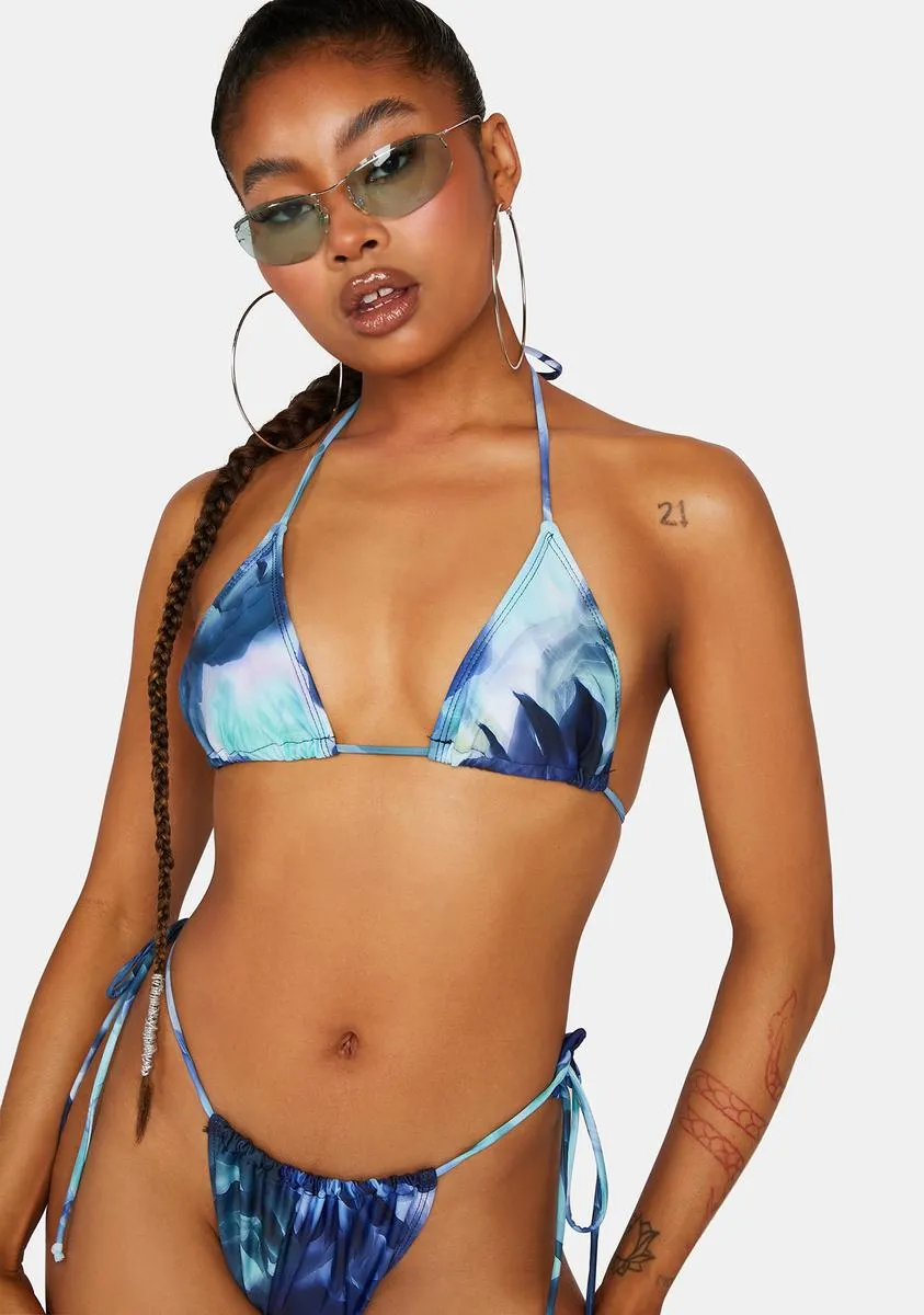 Abstract Floral Blue Pami Bikini Top-