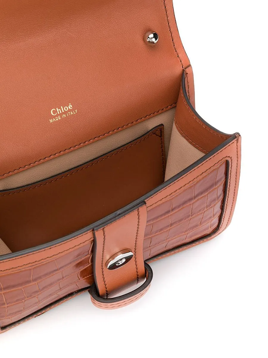 Aby Chain Mini Shoulder Bag in Chestnut Brown