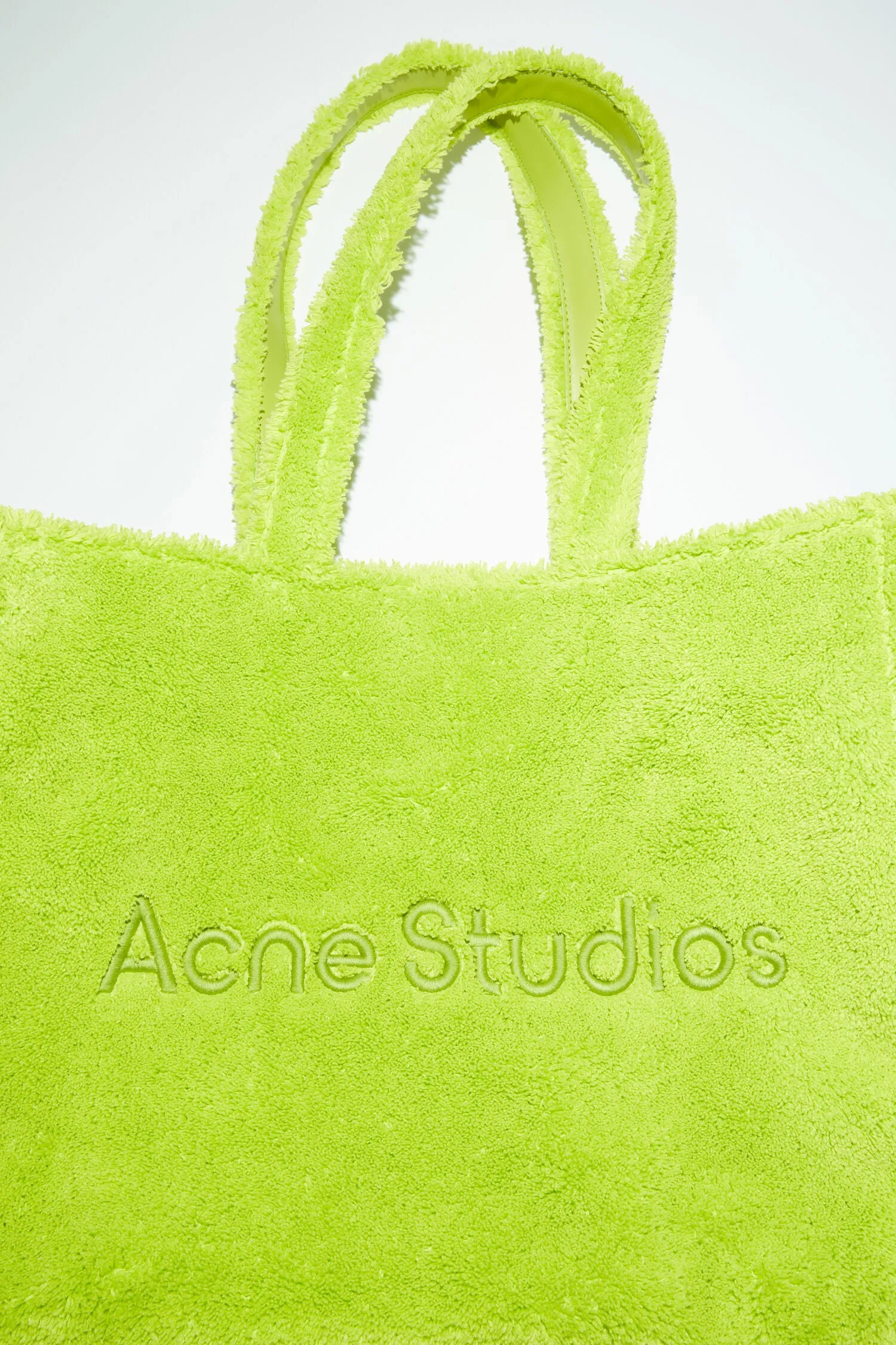 Acne Studios   FURRY LOGO SHOULDER TOTE BAG IN LIME GREEN, FW23