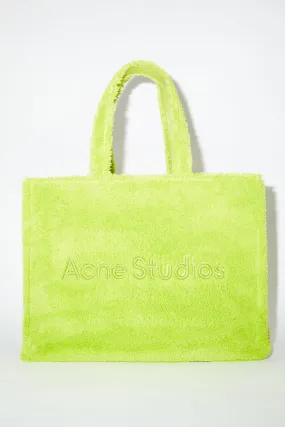 Acne Studios   FURRY LOGO SHOULDER TOTE BAG IN LIME GREEN, FW23