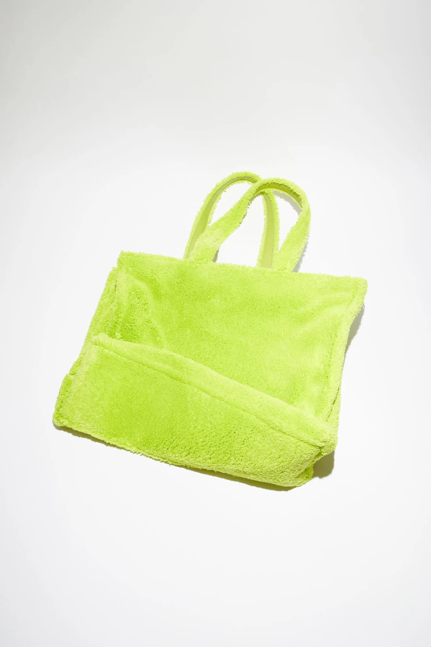 Acne Studios   FURRY LOGO SHOULDER TOTE BAG IN LIME GREEN, FW23