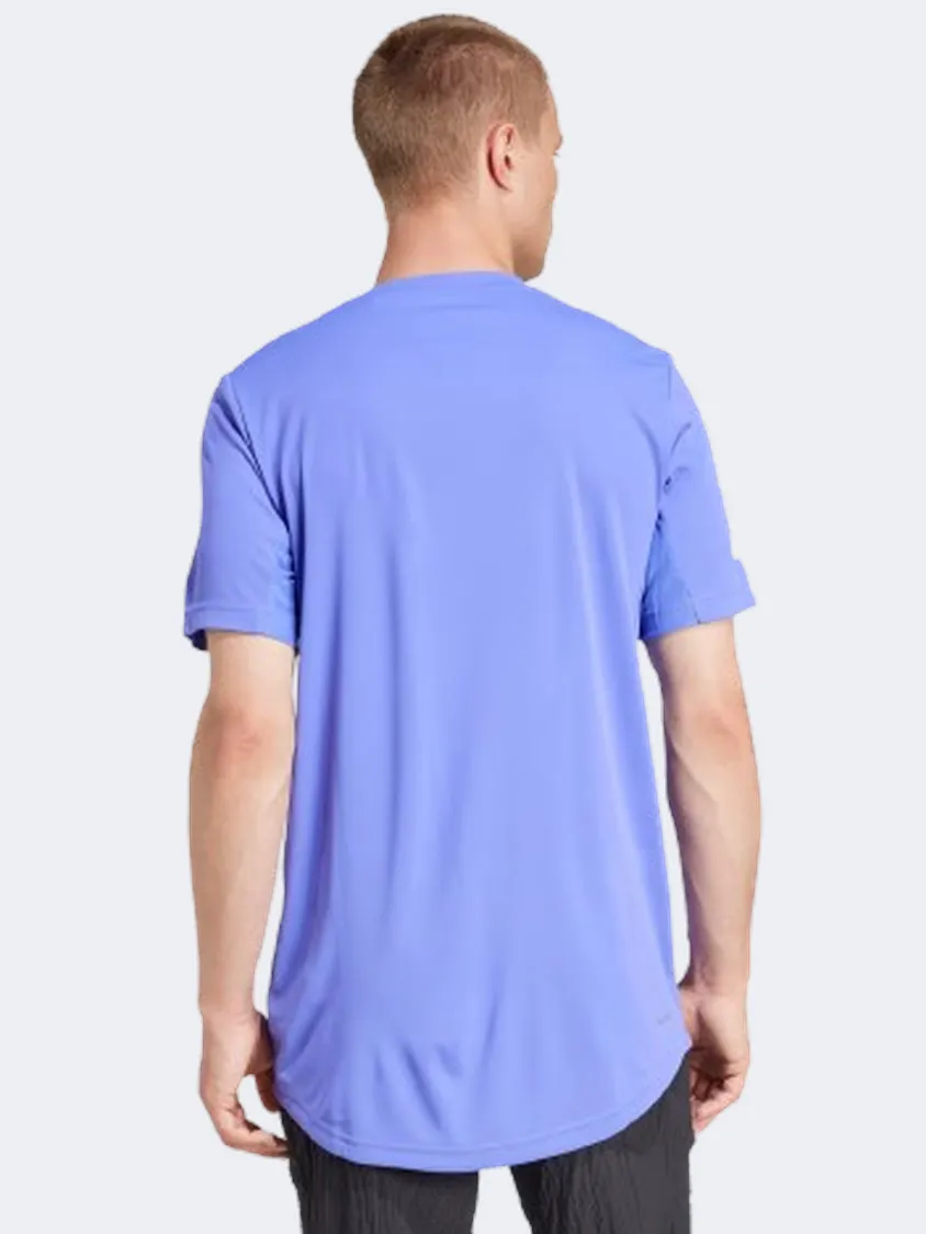 Adidas Club 3 Stripes Men Tennis T-Shirt Cobalt Blue