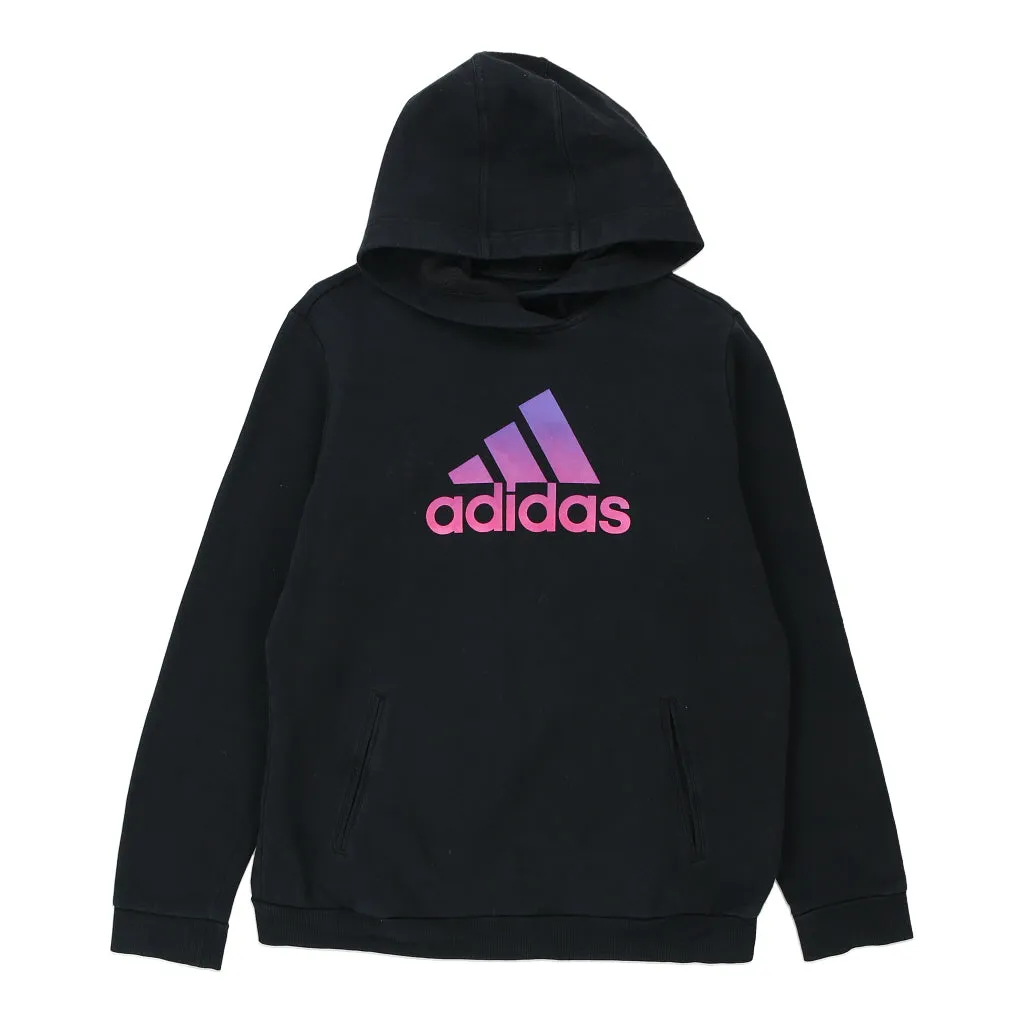 Adidas Spellout Hoodie - Large Black Cotton Blend