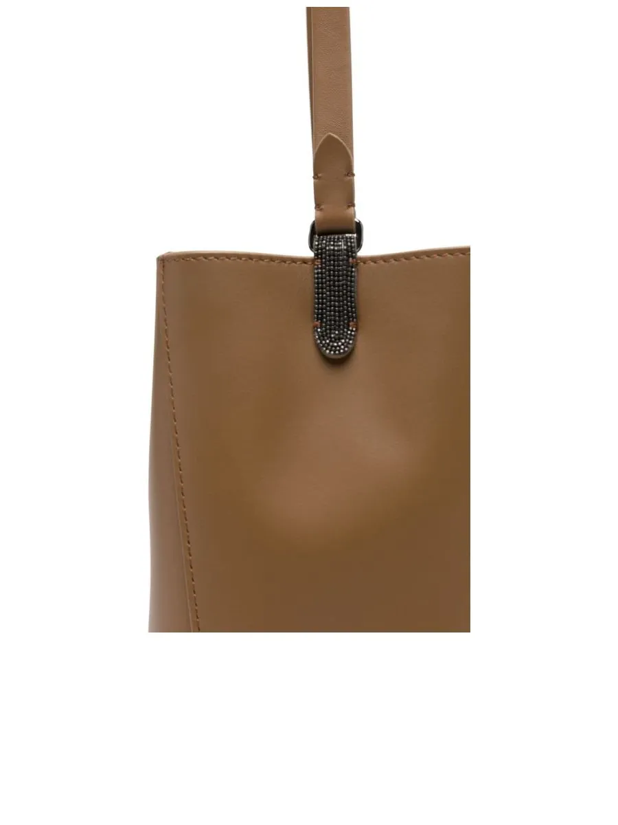 Adjustable Shoulder Strap Bag With Monili Detail