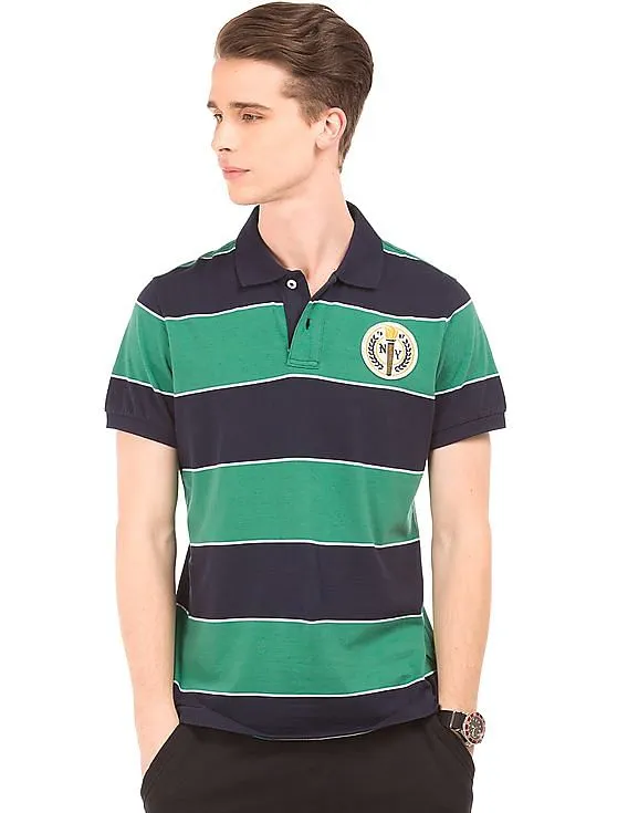 Aeropostale Striped Jersey Polo Shirt