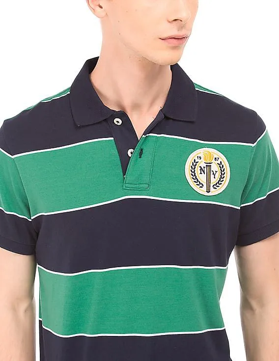 Aeropostale Striped Jersey Polo Shirt