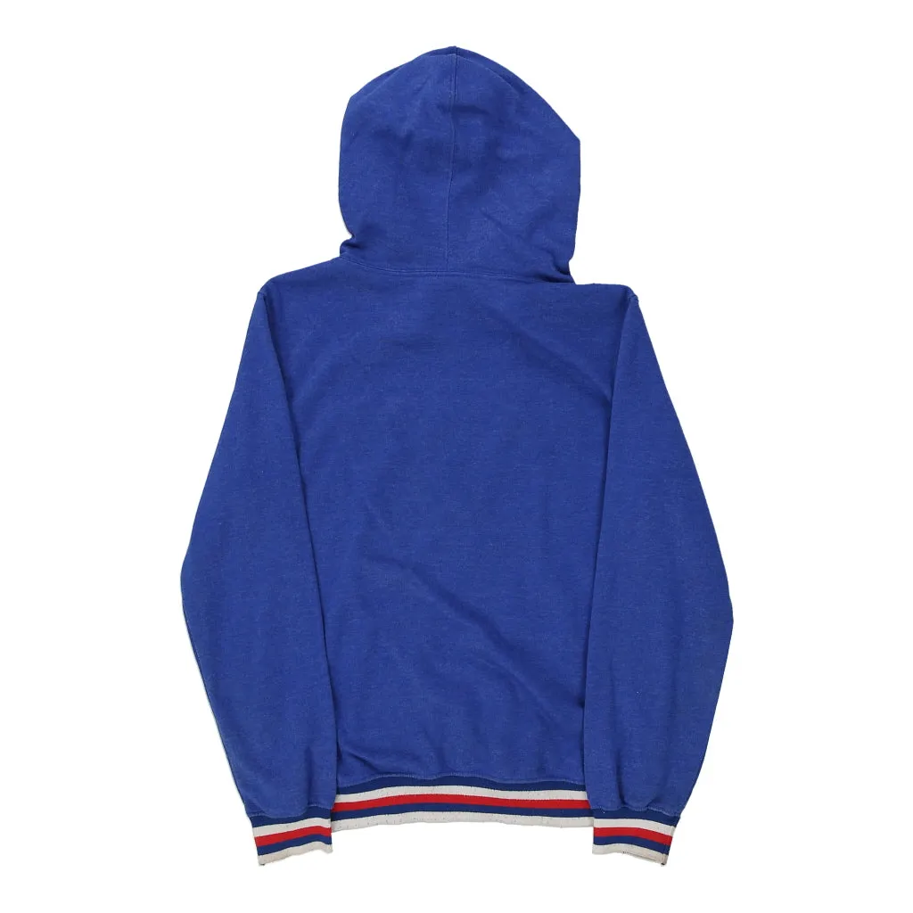 Age 11-12 Champion Spellout Hoodie - Medium Blue Cotton Blend