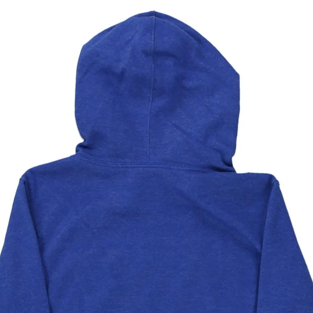 Age 11-12 Champion Spellout Hoodie - Medium Blue Cotton Blend