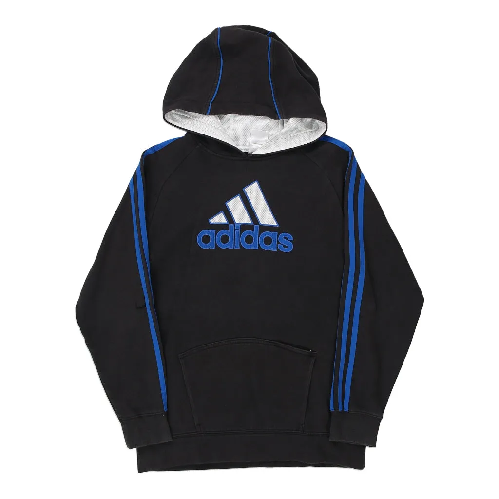 Age 12-13 Adidas Spellout Hoodie - Medium Black Cotton Blend