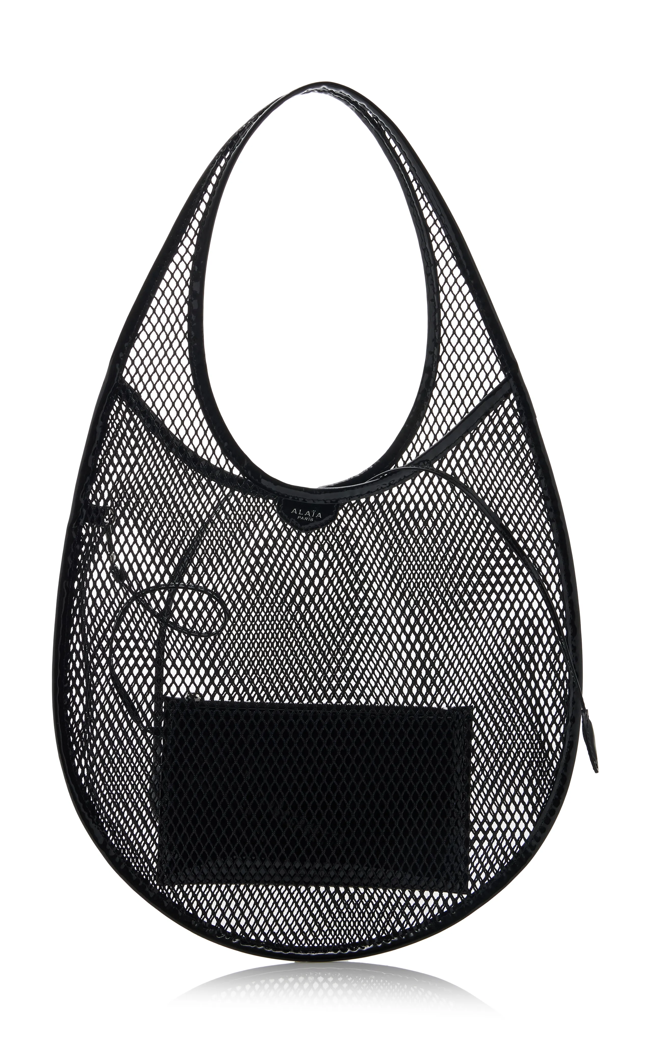 ALAÏA One Piece Medium Leather-Trimmed Mesh Tote Bag