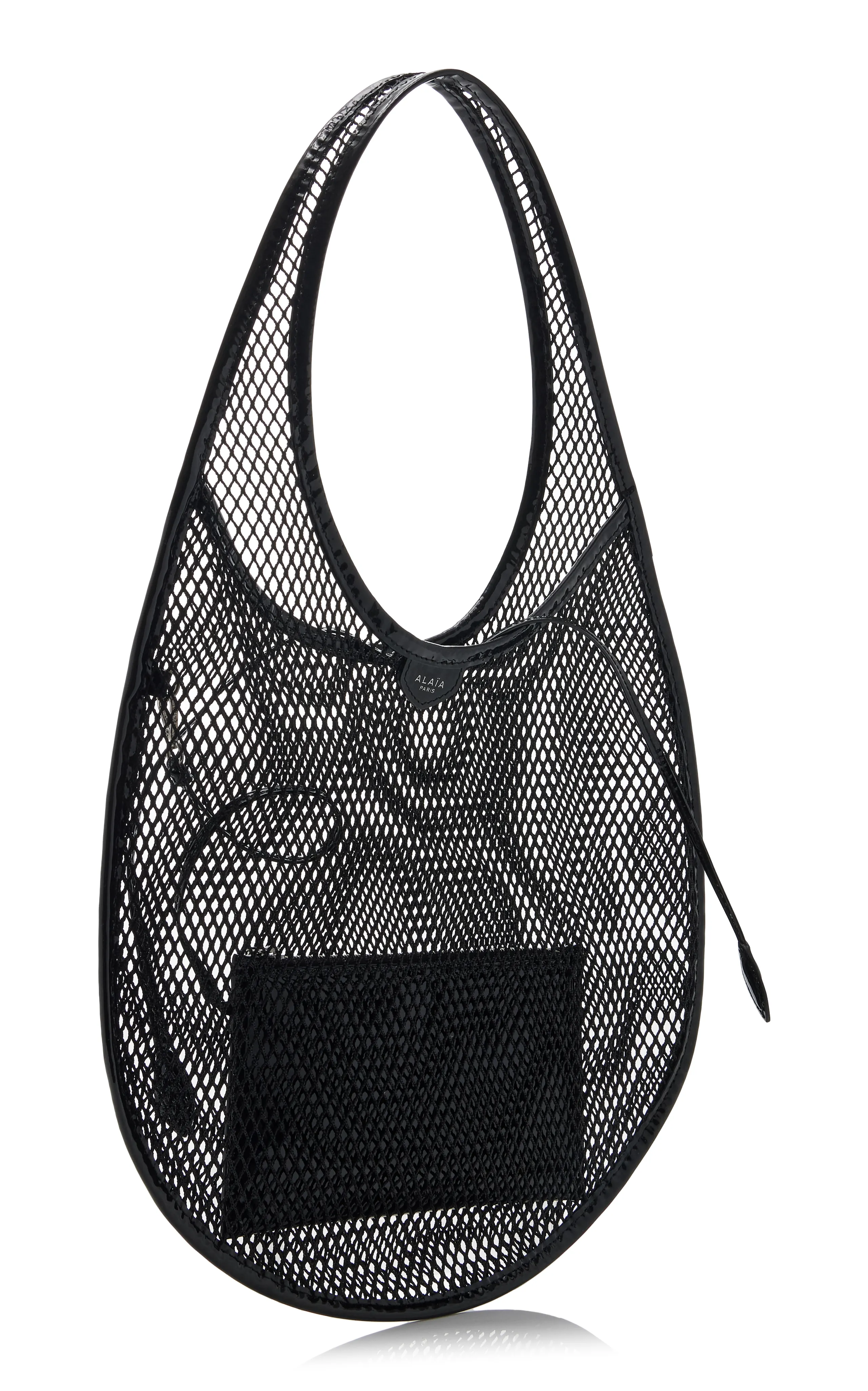 ALAÏA One Piece Medium Leather-Trimmed Mesh Tote Bag