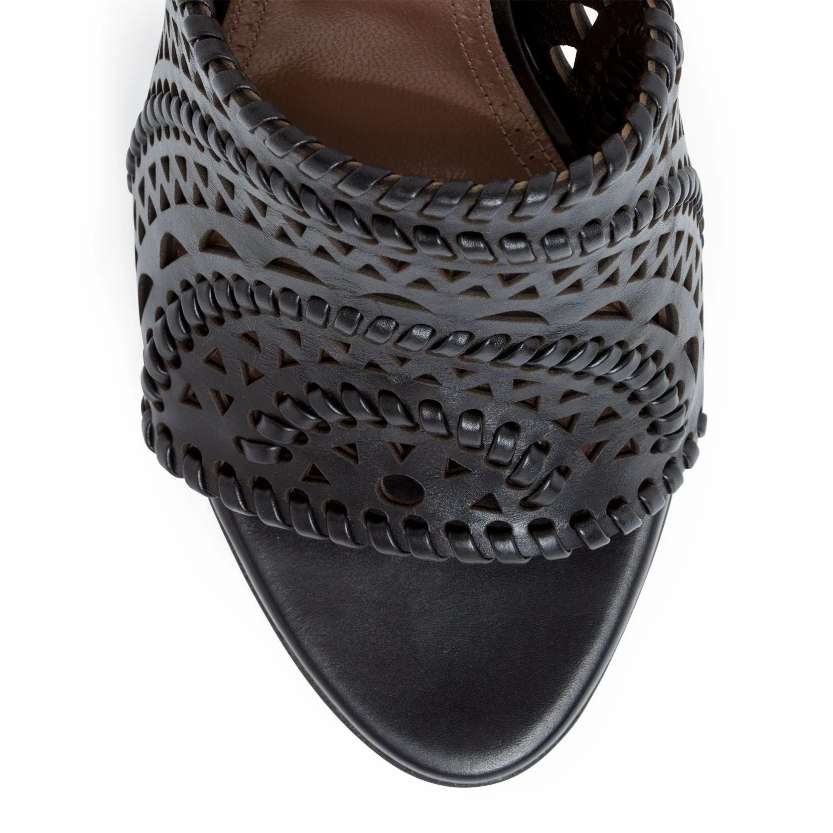 Alaïa Black braided leather mules