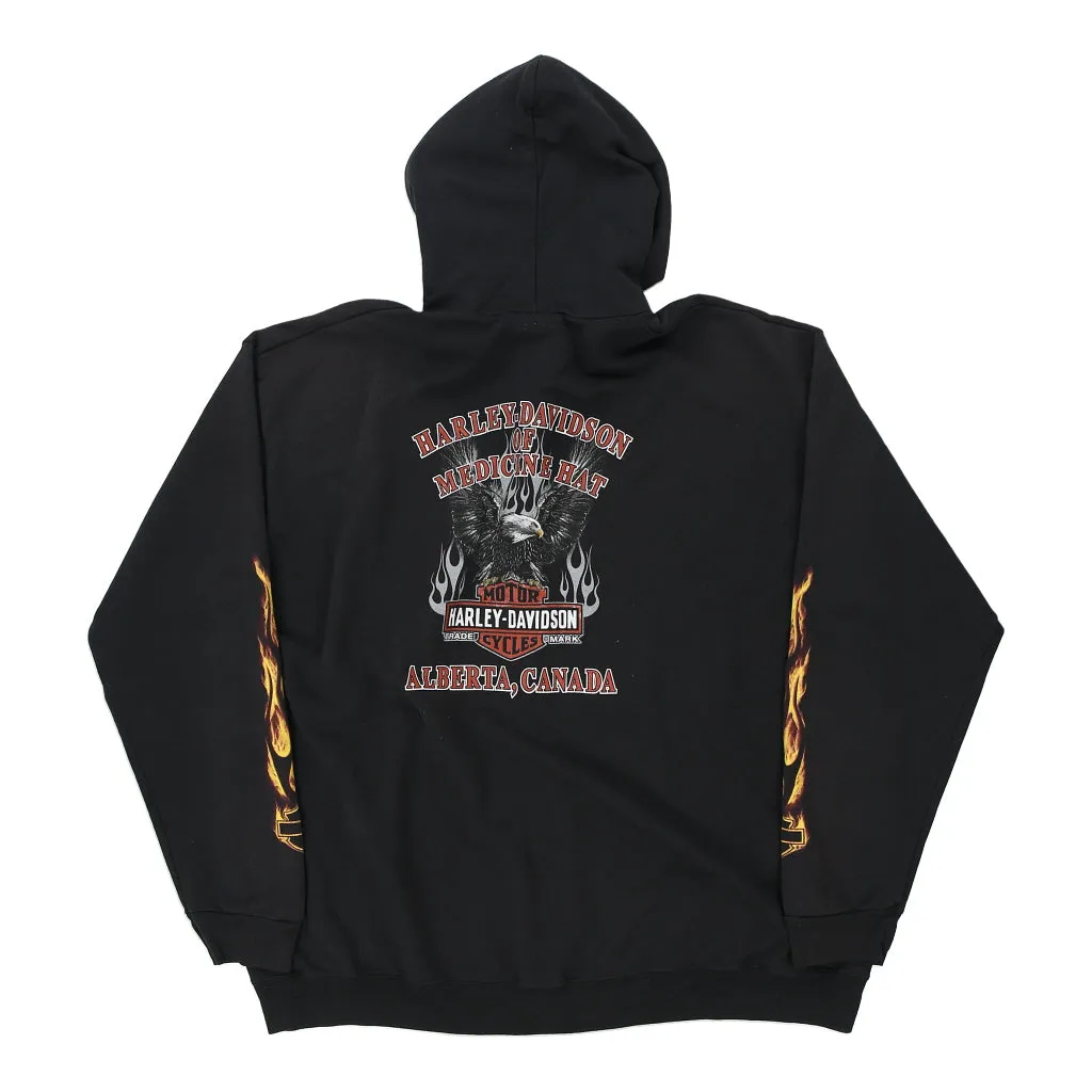 Alberta, Canada Harley Davidson Graphic Hoodie - XL Black Cotton Blend