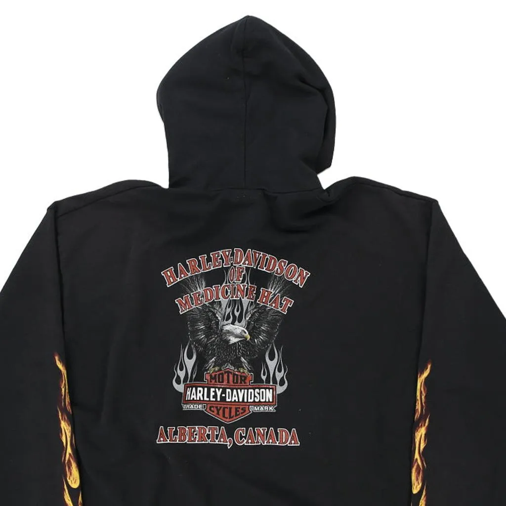 Alberta, Canada Harley Davidson Graphic Hoodie - XL Black Cotton Blend