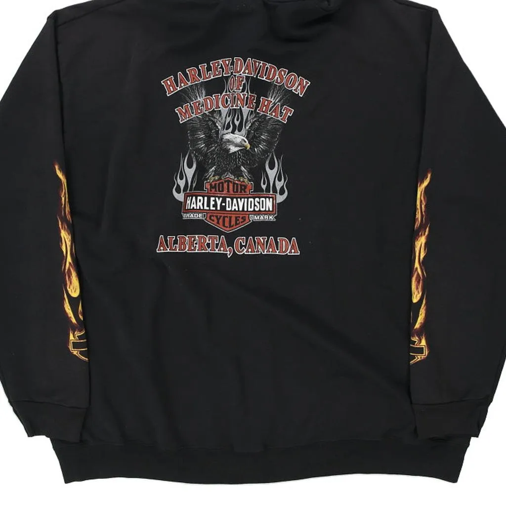 Alberta, Canada Harley Davidson Graphic Hoodie - XL Black Cotton Blend