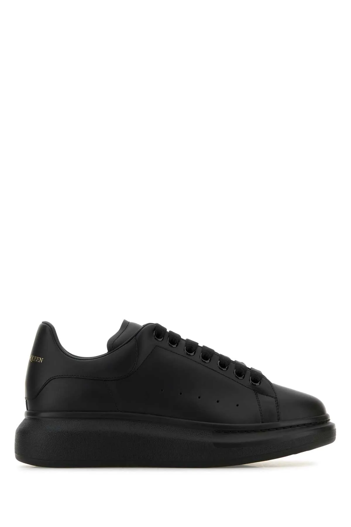 Alexander Mcqueen Black Leather Sneakers With Black Leather Heel