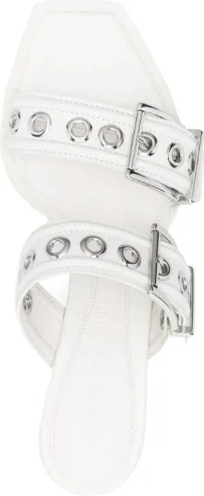 Alexander McQueen Punk double-buckle leather mules White
