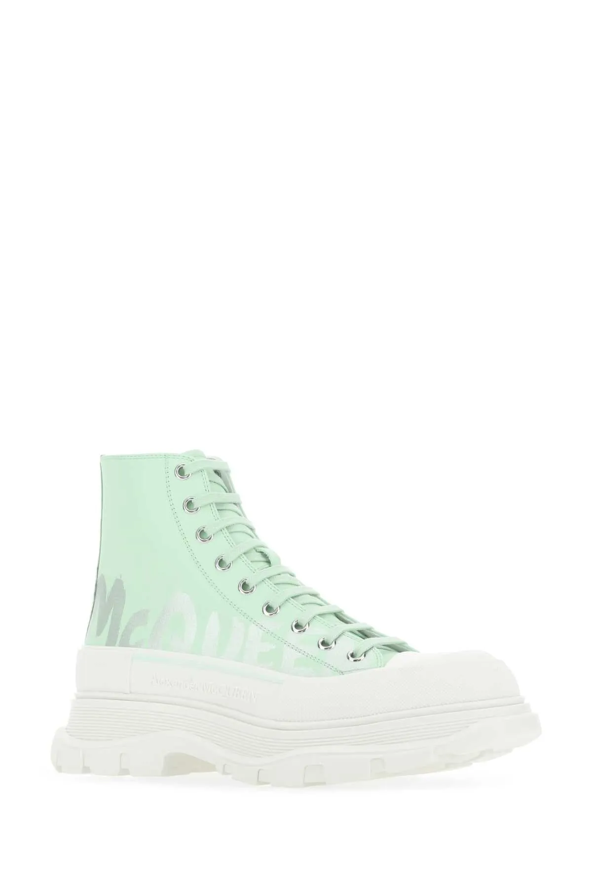 Alexander Mcqueen Sea Green Leather Tread Slick Sneakers