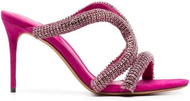 Alexandre Birman crystal-embellished 85mm mules Pink