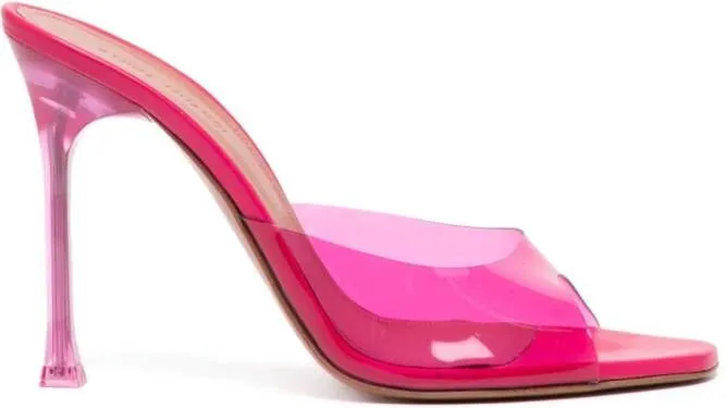 Amina Muaddi Alexa 105mm translucent mules Pink