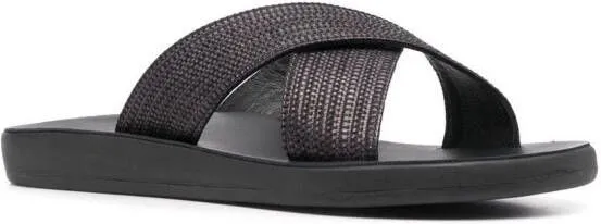 Ancient Greek Sandals Kritonas Comfort cross-strap slides Black