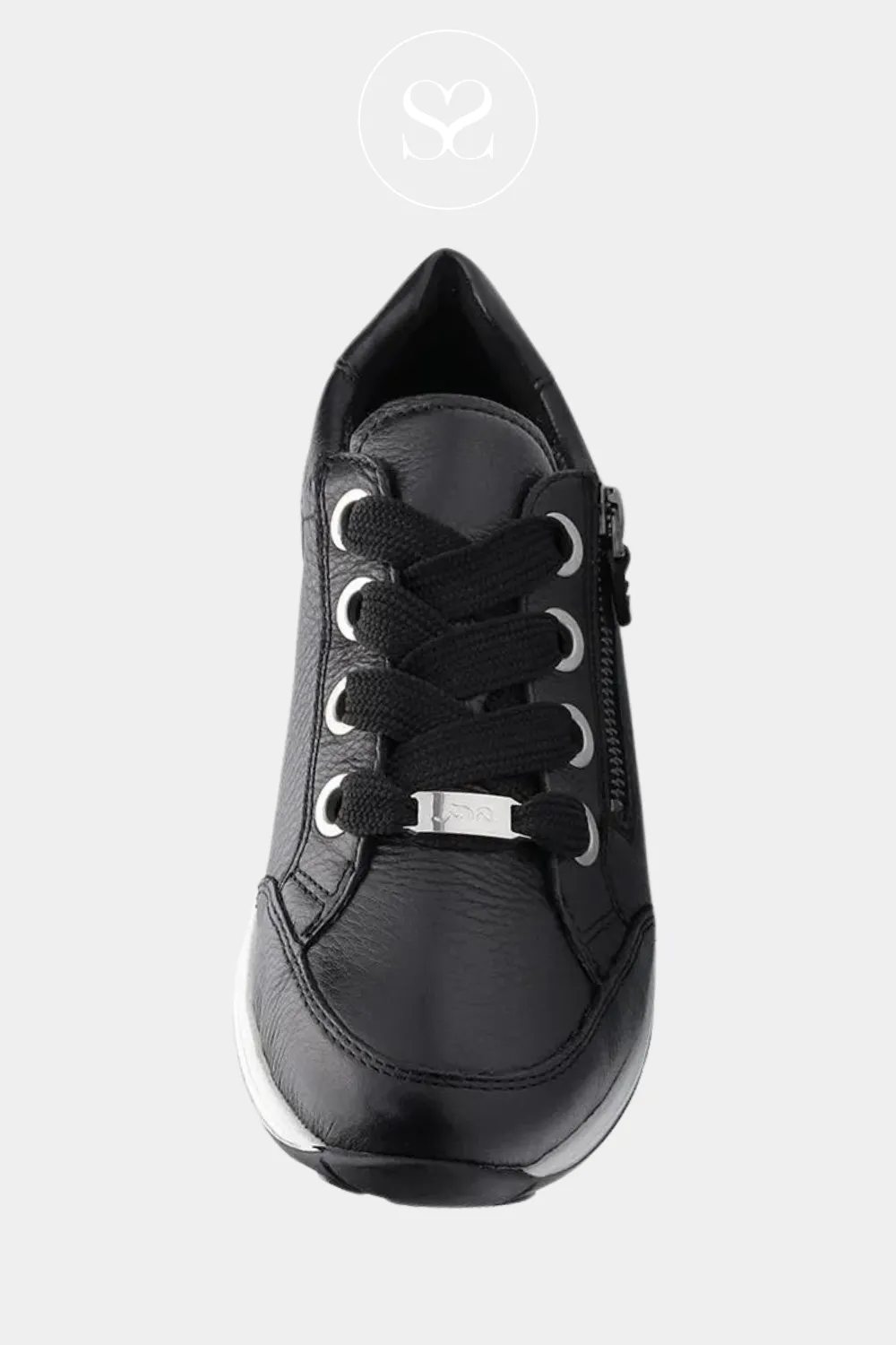 ARA 12-34587 BLACK LEATHER WEDGE TRAINERS