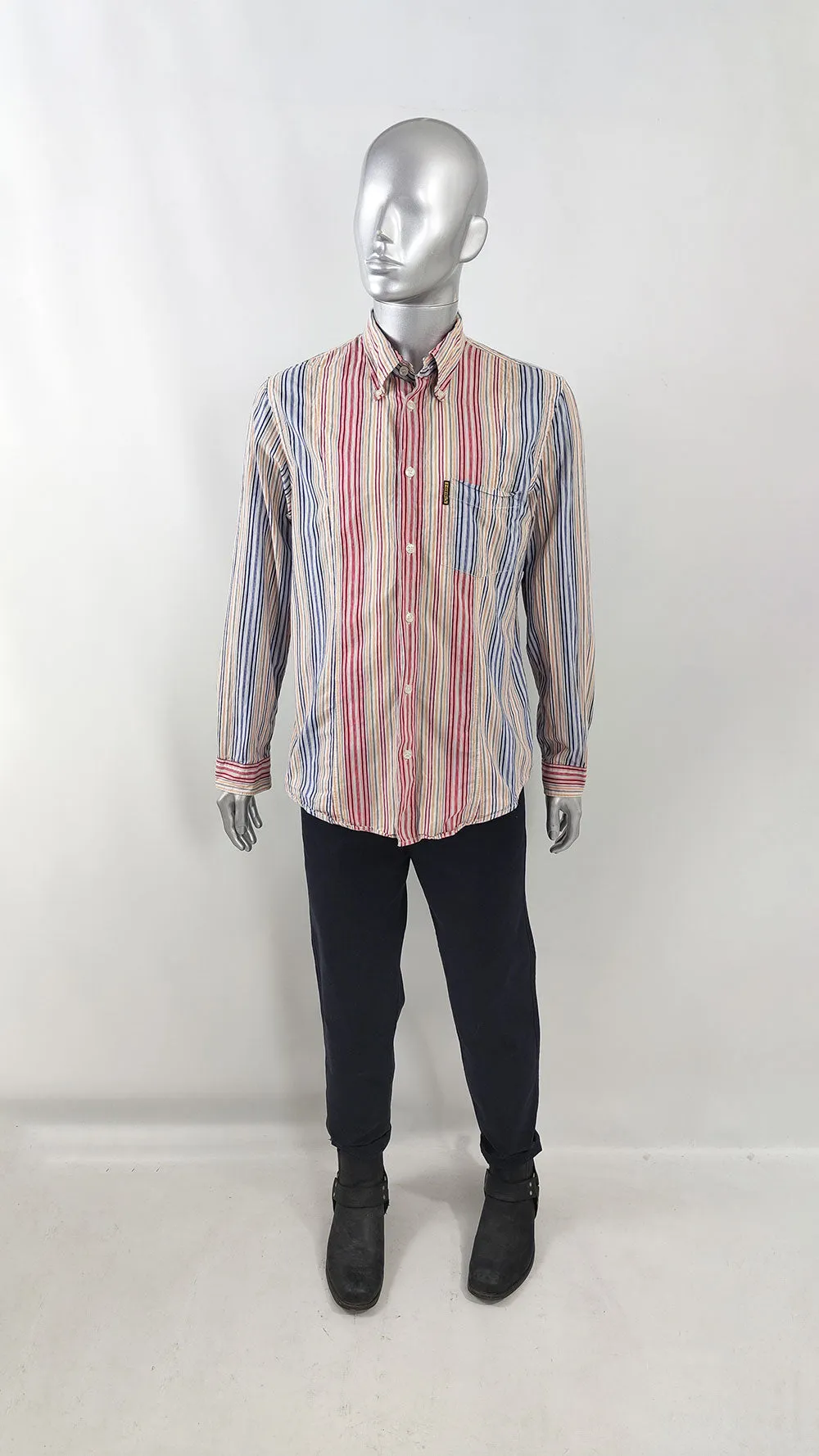 Armani Jeans Vintage Mens Indian Madras Cotton Shirt, 1990s