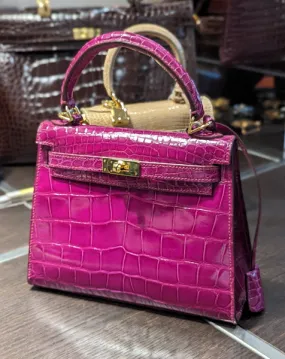 Ascot Bespoke Bag - Pink Crocodile