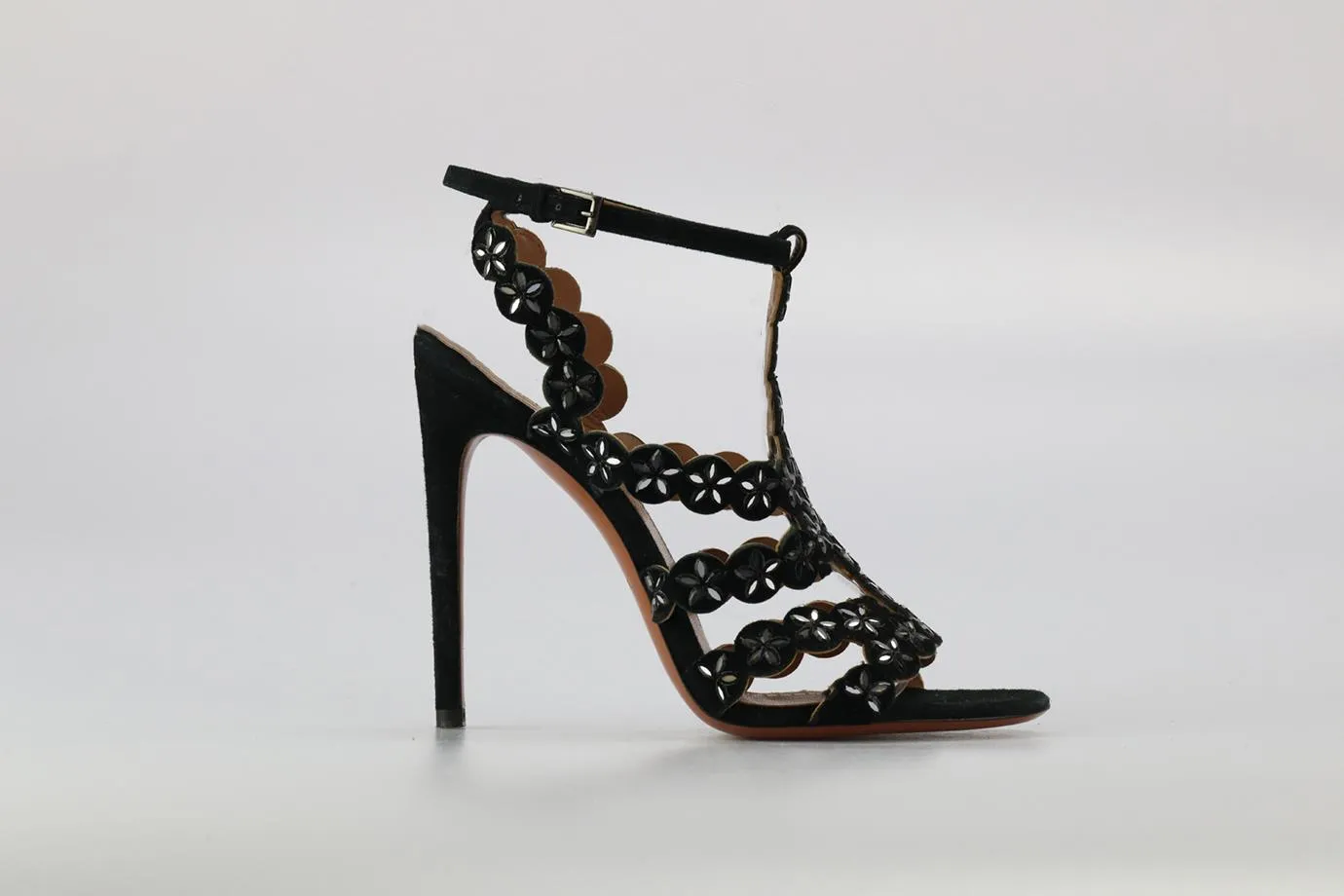 AZZEDINE ALAA EMBELLISHED SUEDE SANDALS EU 38 UK 5 US 8