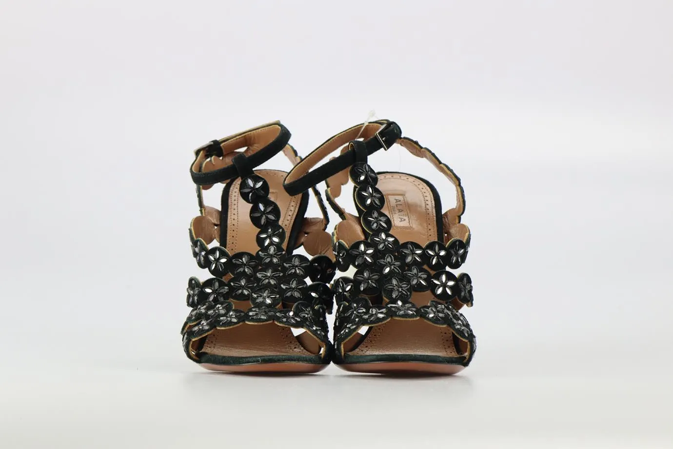 AZZEDINE ALAA EMBELLISHED SUEDE SANDALS EU 38 UK 5 US 8