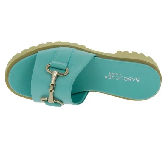 BABOUCHE lifestyle sandalias con plataforma para mujer elegantes mules de napa 130 azul bebé