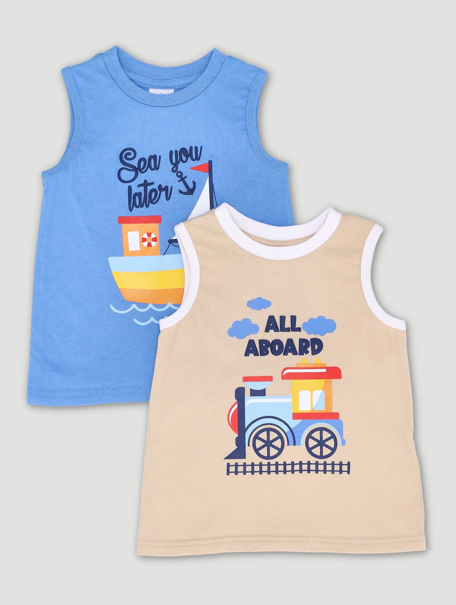 Baby Boys 2 Pack Vest - Blue