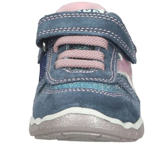 Bama sneakers da bambina con plantare estraibile e rivestimento in vera pelle Shock Absorber 1095 grigio/argento o blu/glitter