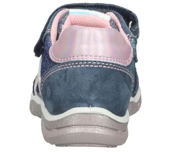 Bama sneakers da bambina con plantare estraibile e rivestimento in vera pelle Shock Absorber 1095 grigio/argento o blu/glitter