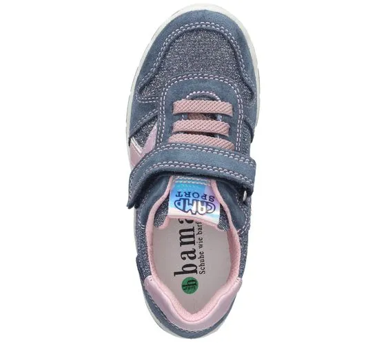 Bama sneakers da bambina con plantare estraibile e rivestimento in vera pelle Shock Absorber 1095 grigio/argento o blu/glitter