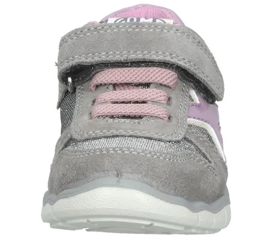 Bama sneakers da bambina con plantare estraibile e rivestimento in vera pelle Shock Absorber 1095 grigio/argento o blu/glitter