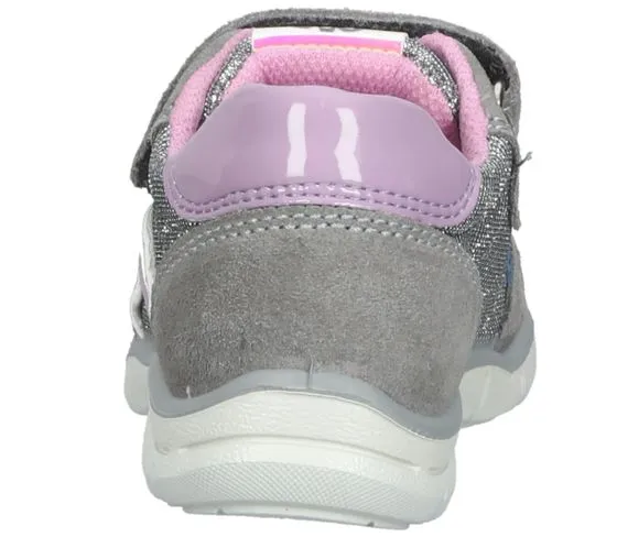 Bama sneakers da bambina con plantare estraibile e rivestimento in vera pelle Shock Absorber 1095 grigio/argento o blu/glitter